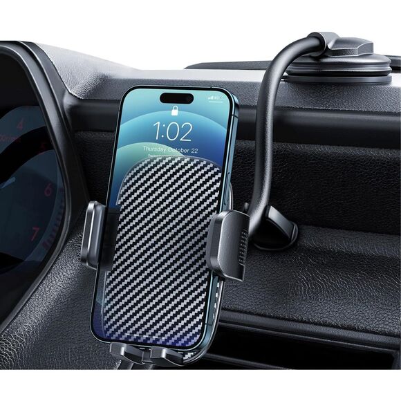 Car Phone Holder Flexible Gooseneck Long Arm Windshield Mount for iPhone/Android - Picture 1 of 5